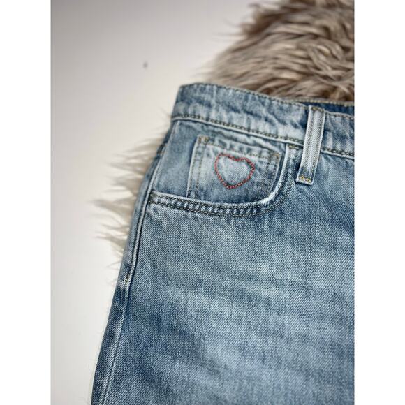 7 for all mankind easy slim blue jeans with heart  embroidered - Picture 2 of 16